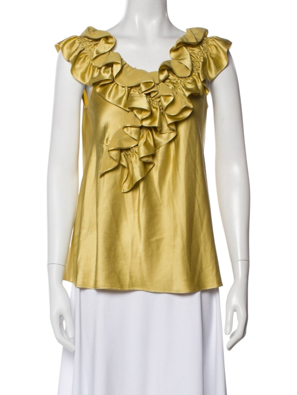 Archival Moschino Cheap and Chic Gold Satin Draped Blouse - Vintage Italy Size 4